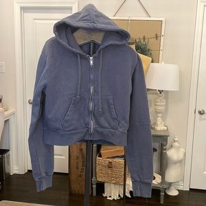 Brandy Melville Grey Cropped Hoodie S